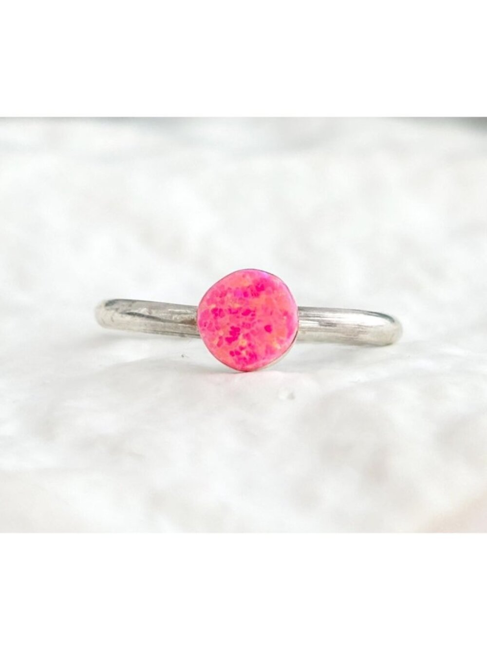 Zuni Angie Rosetta Pink Fire Opal Delicate Sterling Silver 925 Vintage Ring